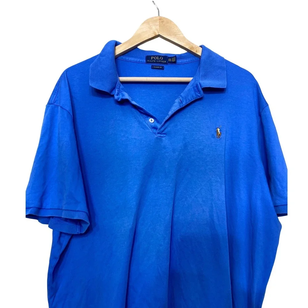 Polo Ralph Lauren Mens XXL Classic Fit Royal Blue Short Sleeve Polo Shirt Cotton